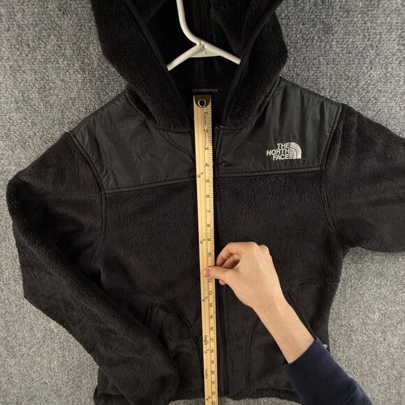 The North Face Jacket Full Zip Black Hooded Fuzzy Fleece Women Small Logo Adult - Picture 2 of 16
